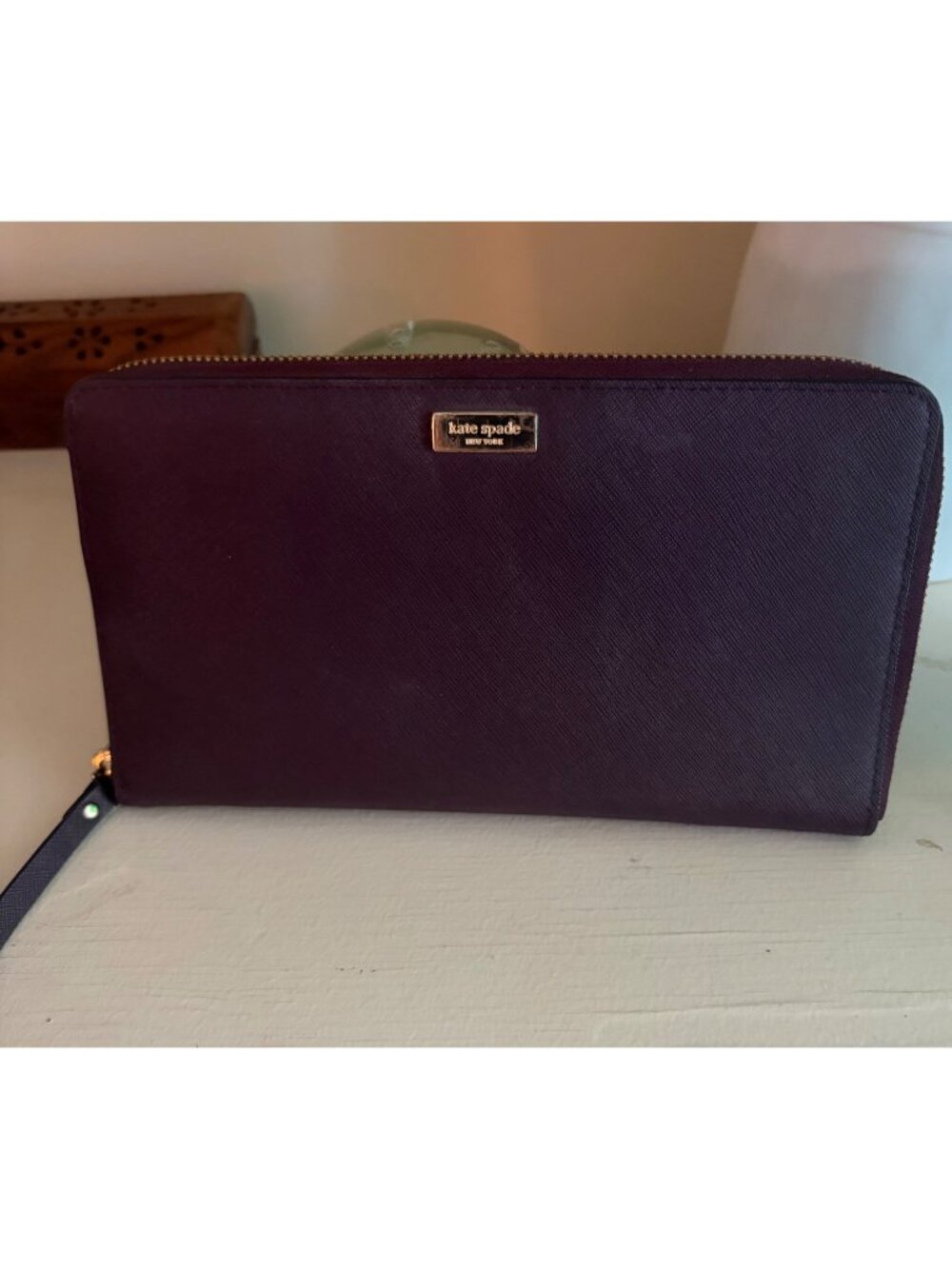 Kate Spade Continental Zip Travel XL Wallet Plum Leather